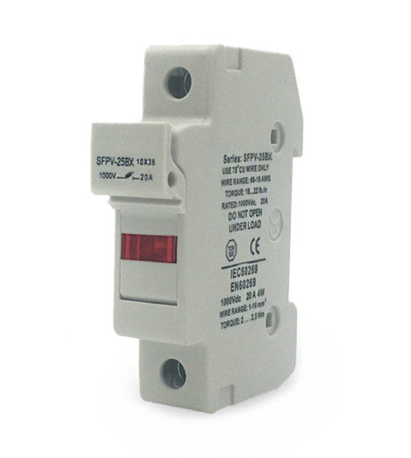 Solar PV Fuse Holder (10mm x 38mm / DIN Rail) (1000V)