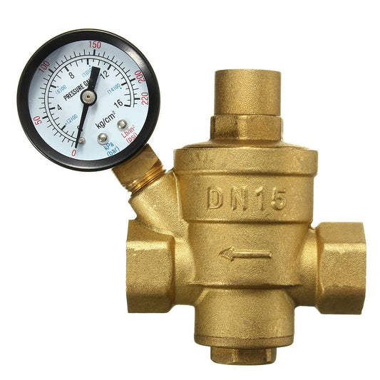 Pressure reducing value with gauge DN15