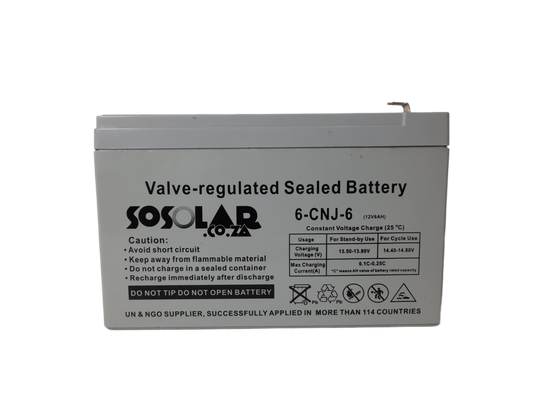 Sosolar 6Ah 12 Gel Battery