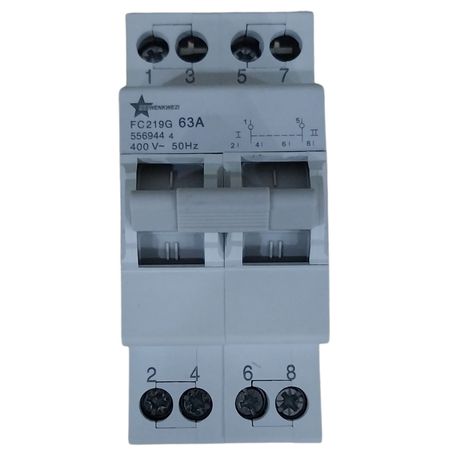 2 Pole 63A Changeover Switch LW219G - DIN Rail